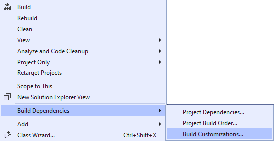 project context menu